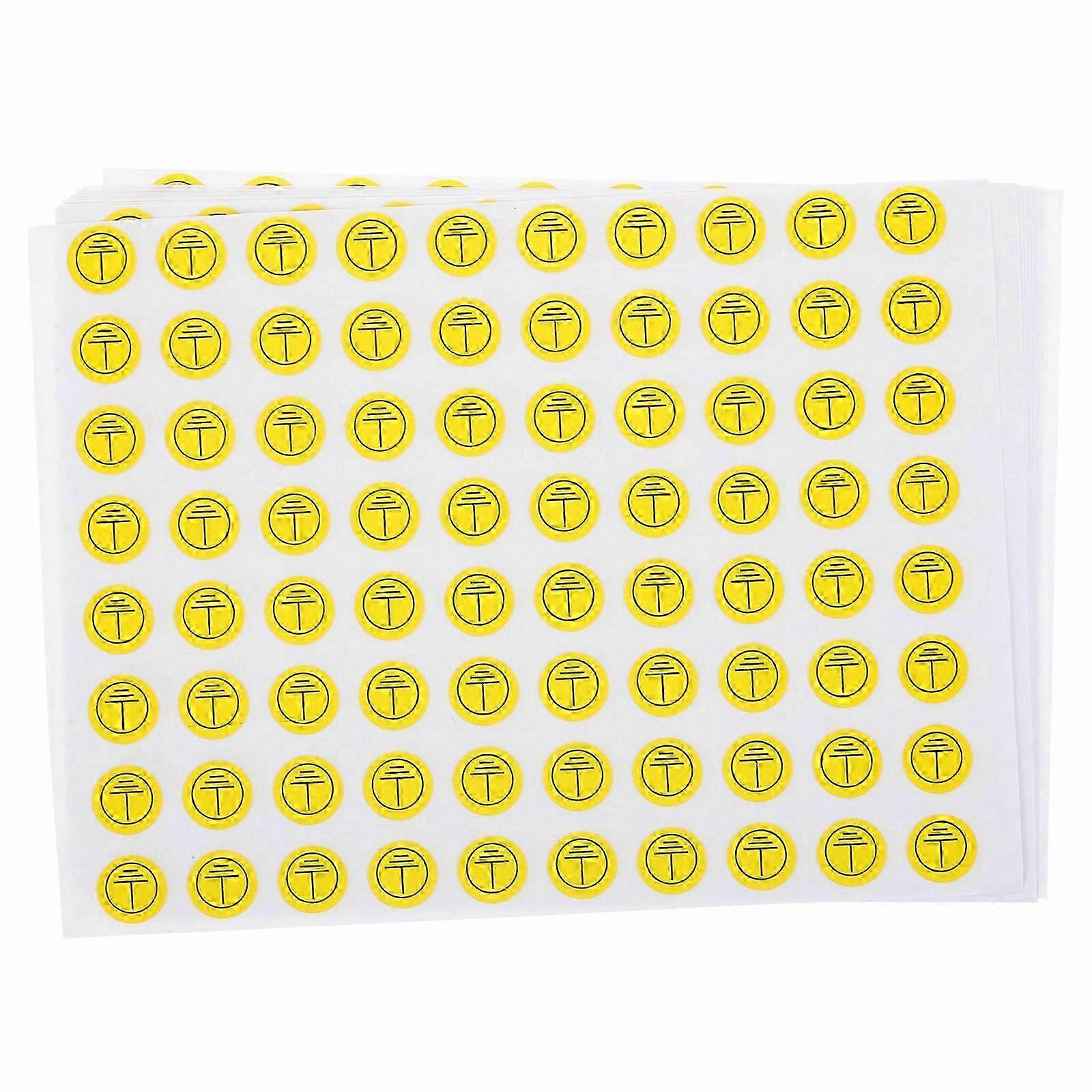 Electrical Grounding Symbols Stickers, Circular Yellow Coated Paper Signs for Power Operations, 800 Pieces