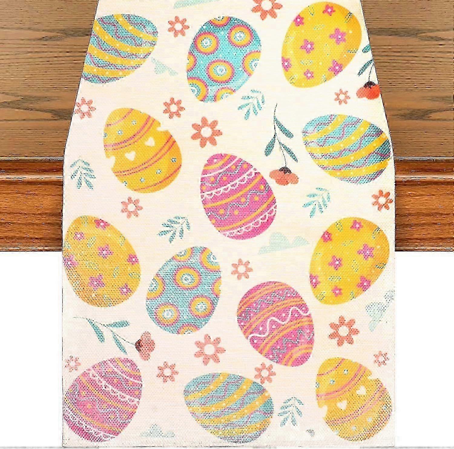 25-26 Happy Easter Egg Table Runner Easter Spring Decorations for Table Indoor Home Party Decor 72 Inchs Long