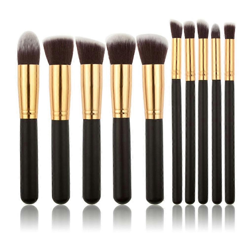 Makeup Brush Set Synthetic Face Powder Kit 10Pcs Black