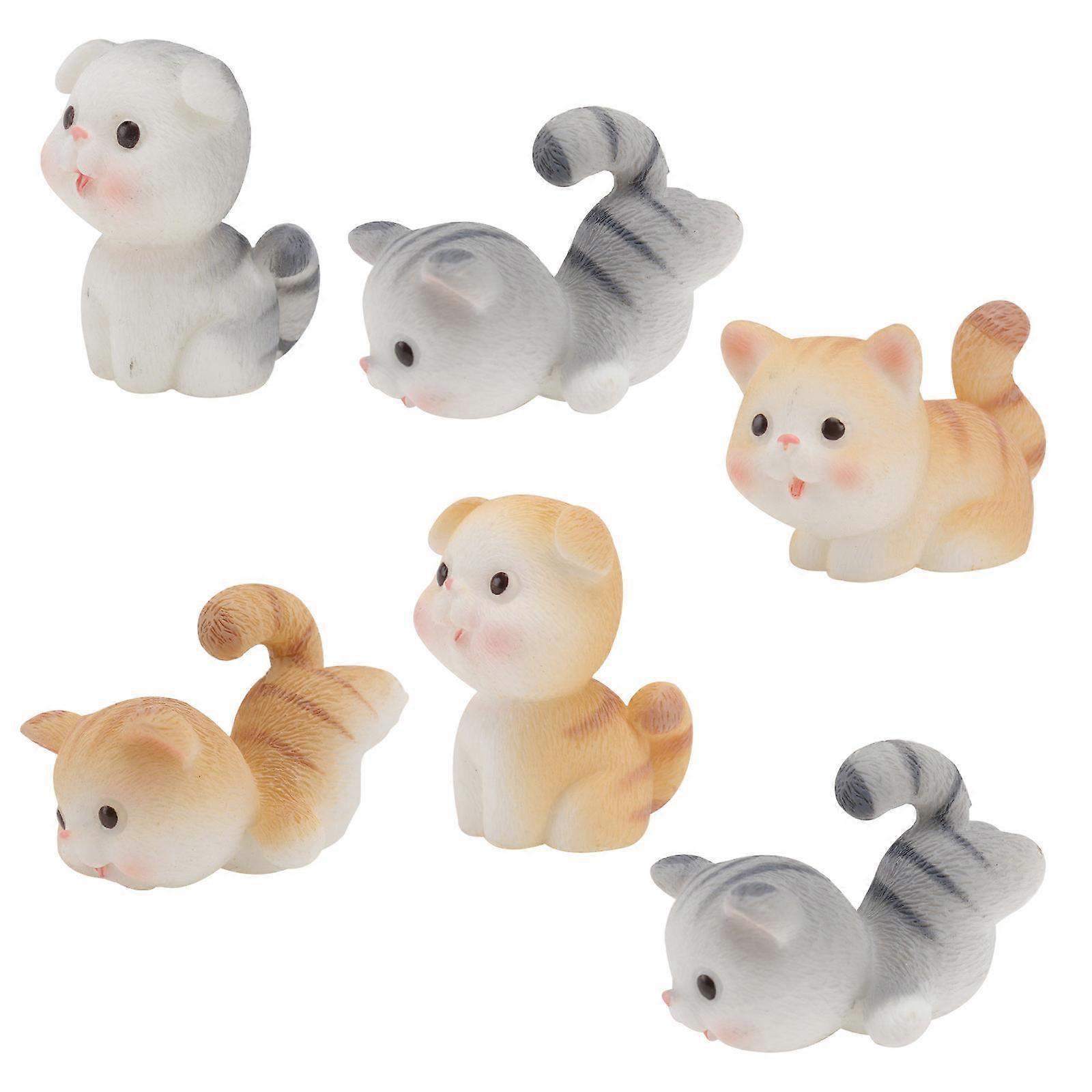 Mini Decorative Figures Mini Cat Figurines Reduce Screen Time Boys 6Pcs Resin 3.60X2.20X2.20CM