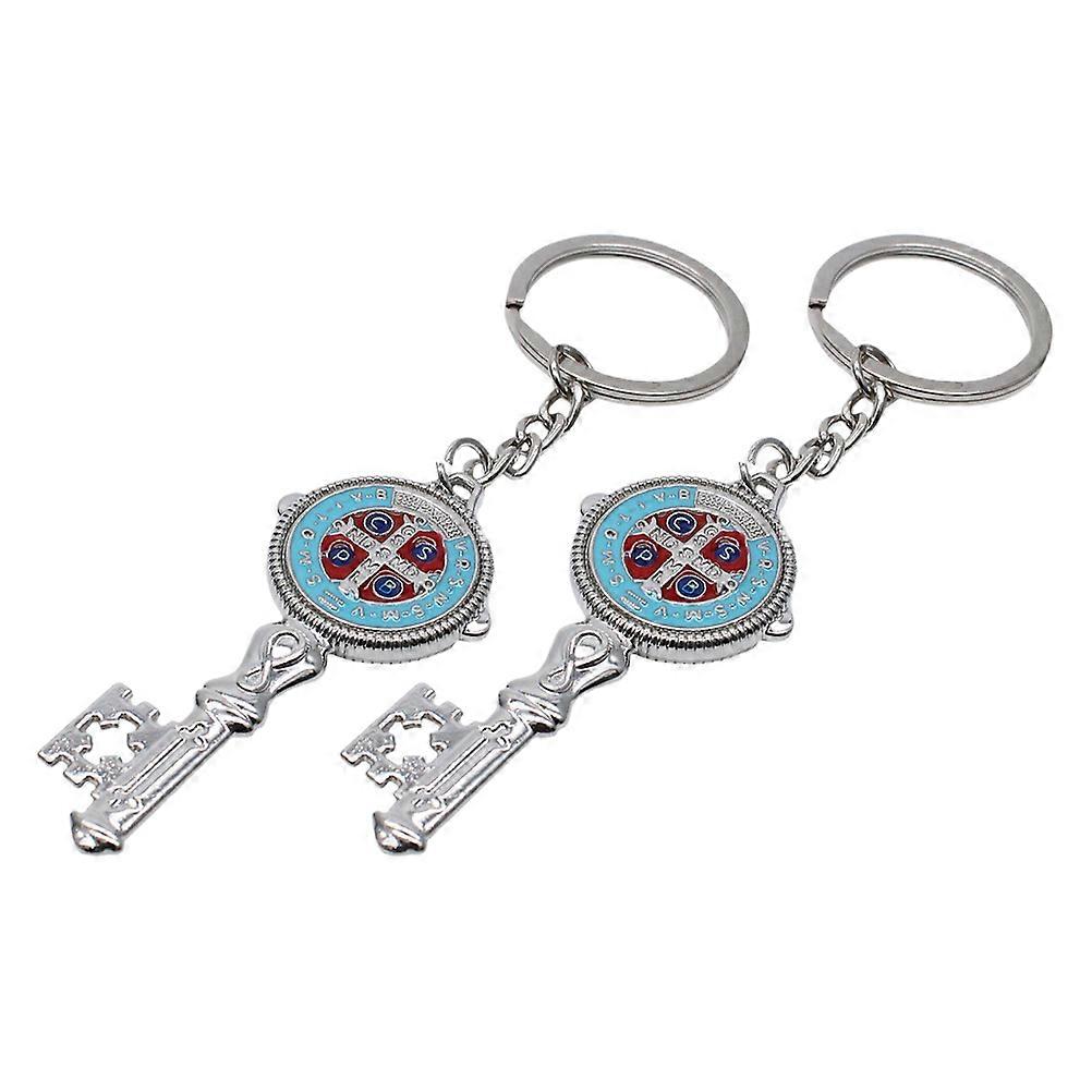 Saint Benedict Keychain Key Shaped Cross Protection Pendant 8Pcs