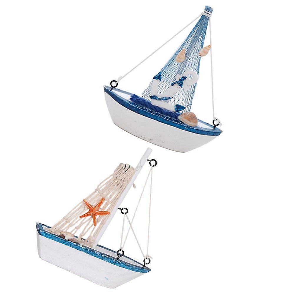 Mediterranean Wooden Sailboat Ornament for Desktop Use 6Pcs Set