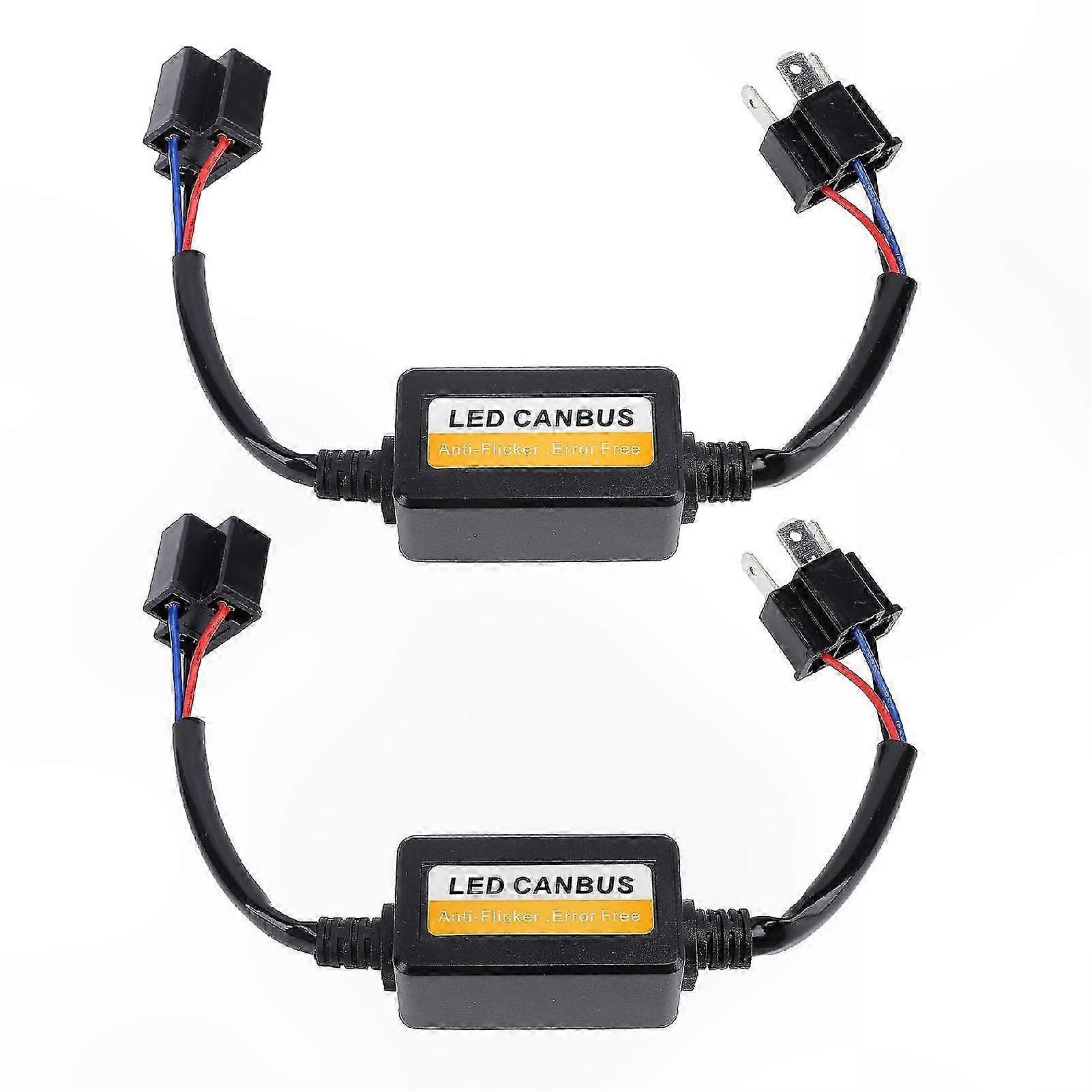 2pcs H4 LED CANbus Decoder 9-16V Plug Play Anti-Flicker Headlight Resistor