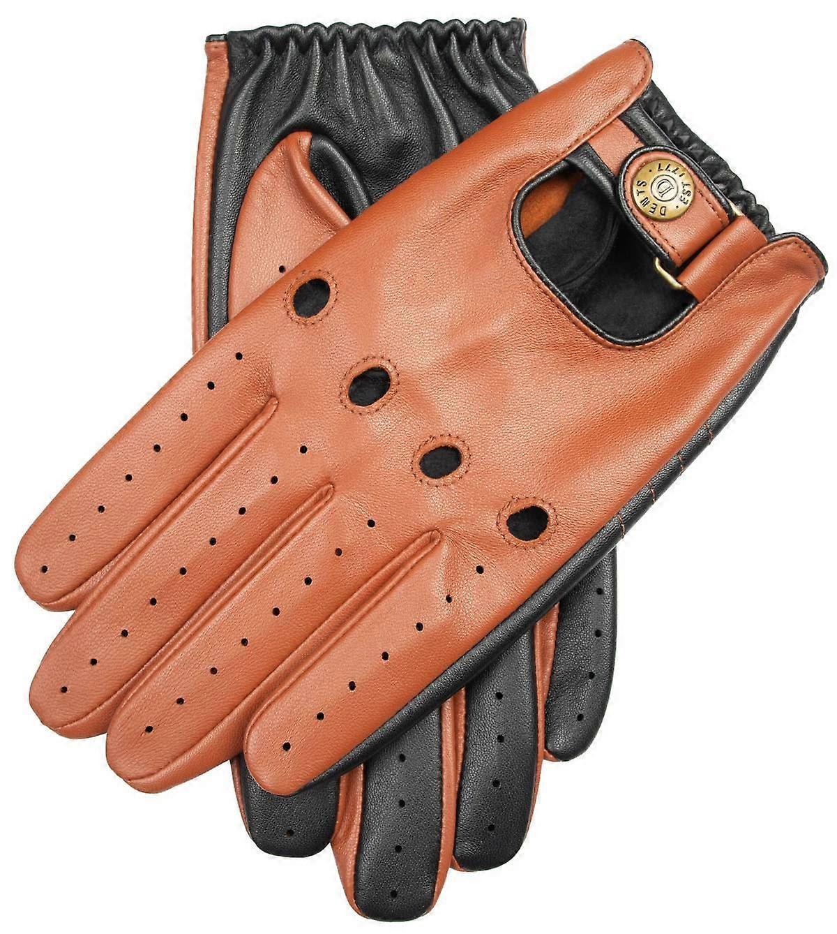 Dents Aintree tweekleurige leren rijhandschoenen - cognacbruin/zwart