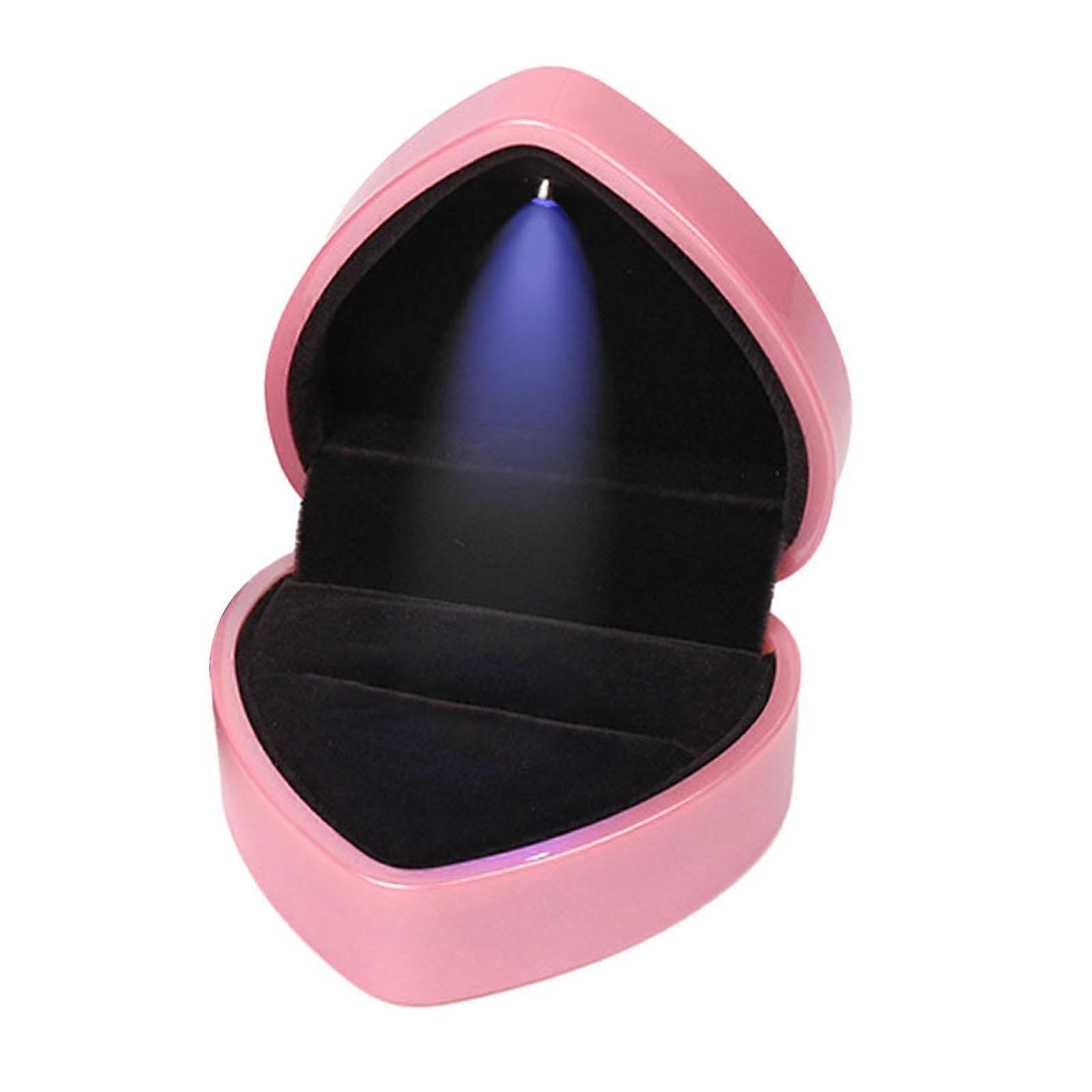 Heart Shaped LED Ring Box with LED Light Engagement Ring Box Ring Bearer Box Pink