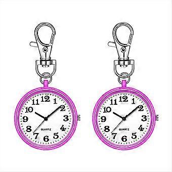 2pcs Nurses Watches Quartz Pocket Watch for Nurses Purple
