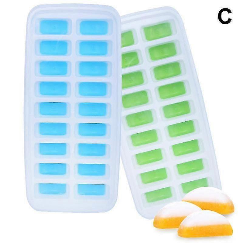 4 Pcs/set 14 Holes Easy-release Flexible Silicone Ice Block Mold Trays With Lid