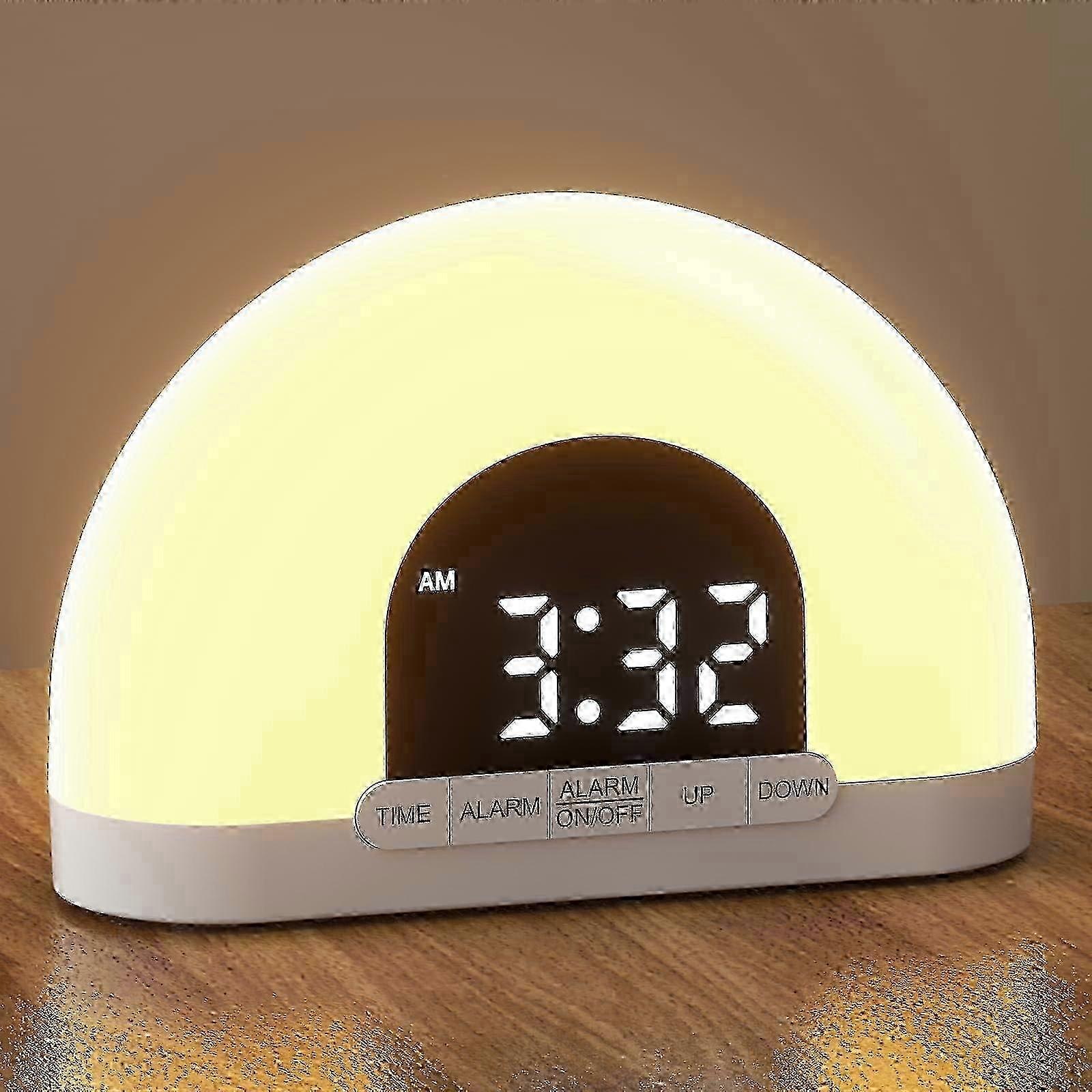 Bedside Alarm Clock with Night Light & Sunrise Lamp Function, Dual Clock Feature & Wake-Up Light Alarm Clock