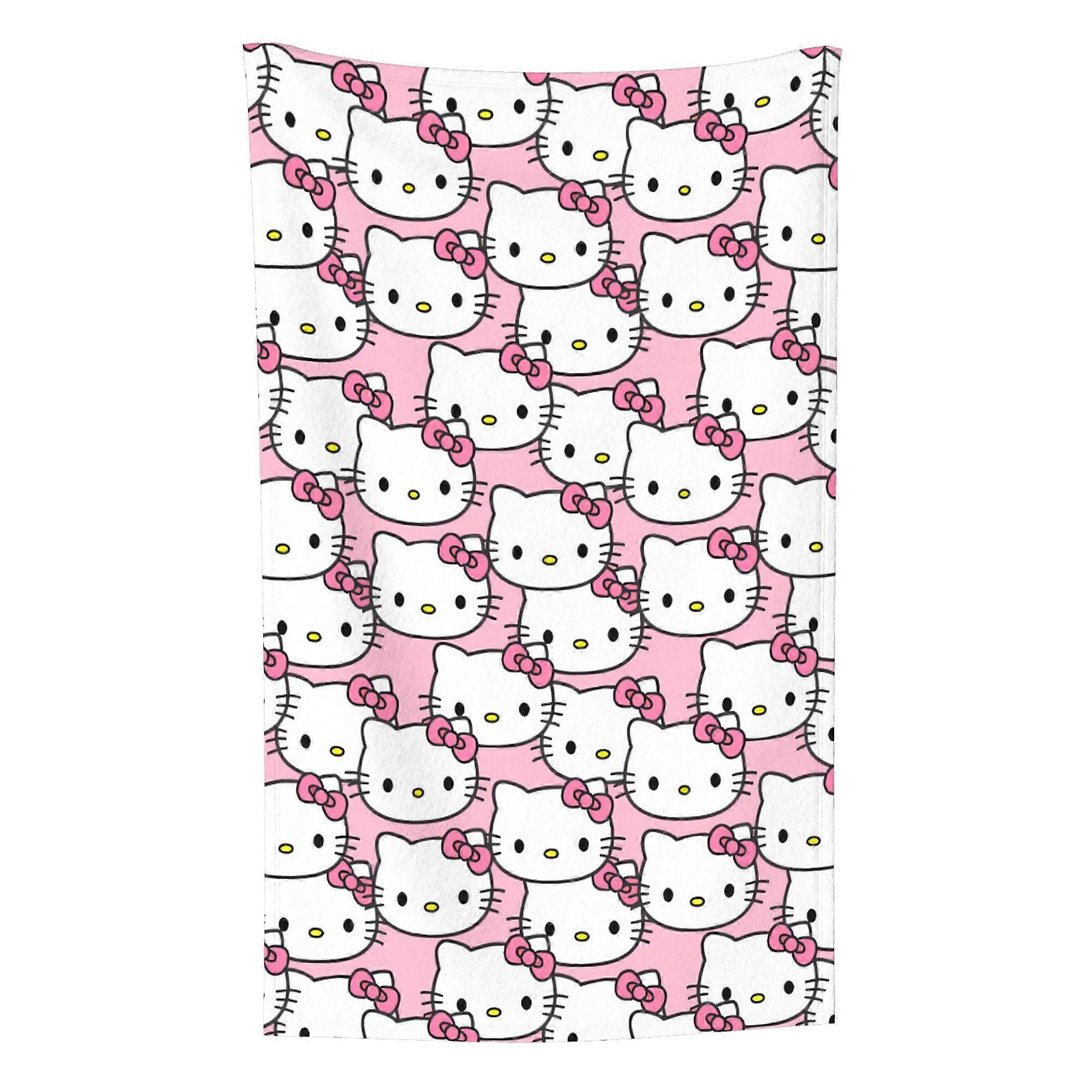 Hello Kitty Pattern Lightweight Soft Flannel Blanket Suitable for Cat Lovers Sofa Living Room Comfortable Plush Blanket 32x48in (Vertical)