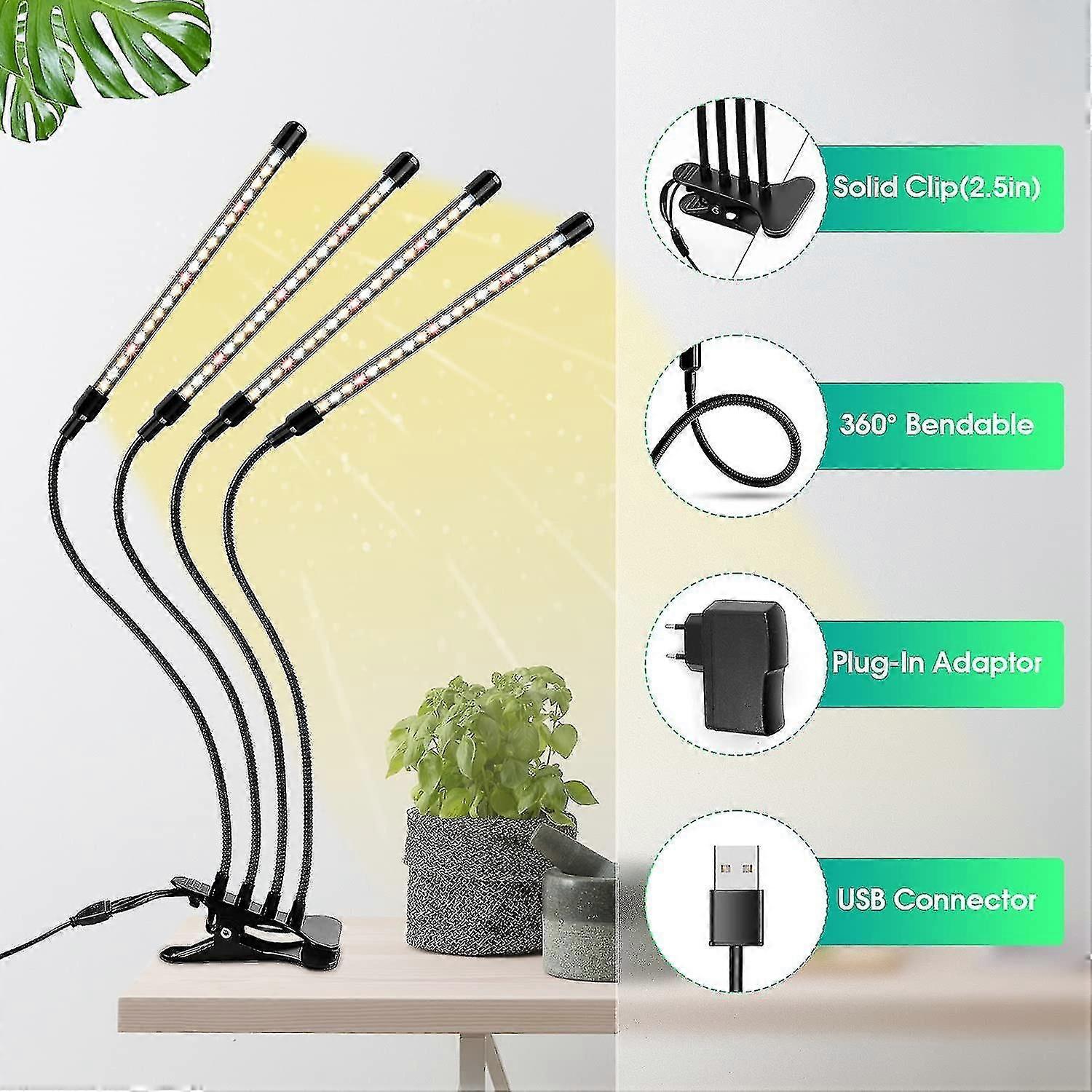 أدى مصباح النبات للنباتات الداخلية ، ضوء النبات مع السيارات على قبالة الموقت ، USB