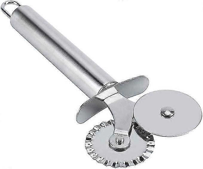 Multifunctional Stainless Steel Pizza Cutter Two Wheels Kitchen Tool