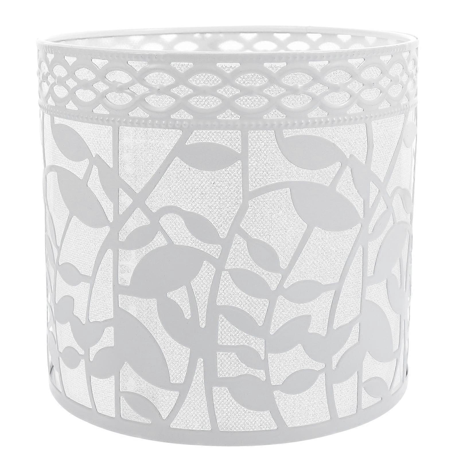 Eease OSALADI E27 Iron Art Lampshade Leaf Pattern Chandelier Drum Lampshade (White)