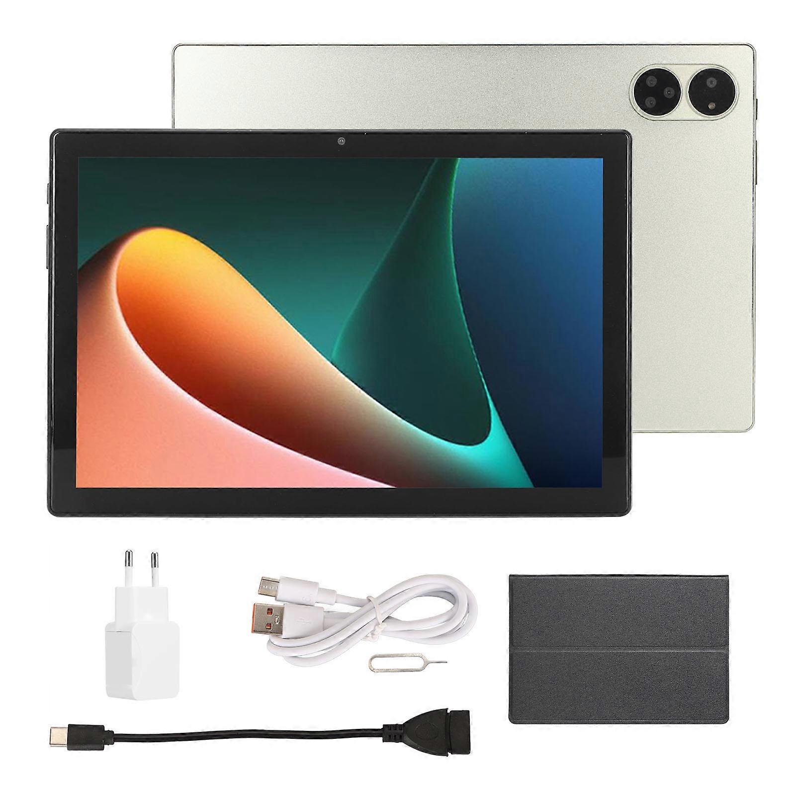 10.1 Inch Tablet with 8 Core CPU 8GB RAM 256GB ROM Dual Band WiFi 4G Android 12 EU Plug