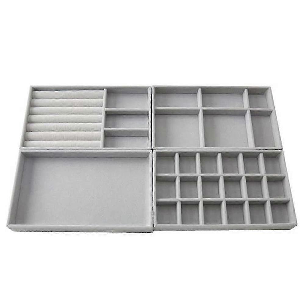 4 Set jewelry storage drawer organizer tray stackable