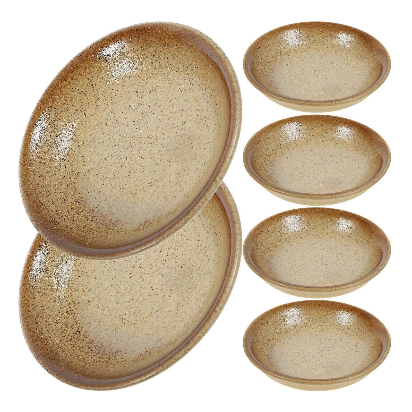 Ceramic Small Sauce Bowls Beige 6Pcs for Sauce Serving