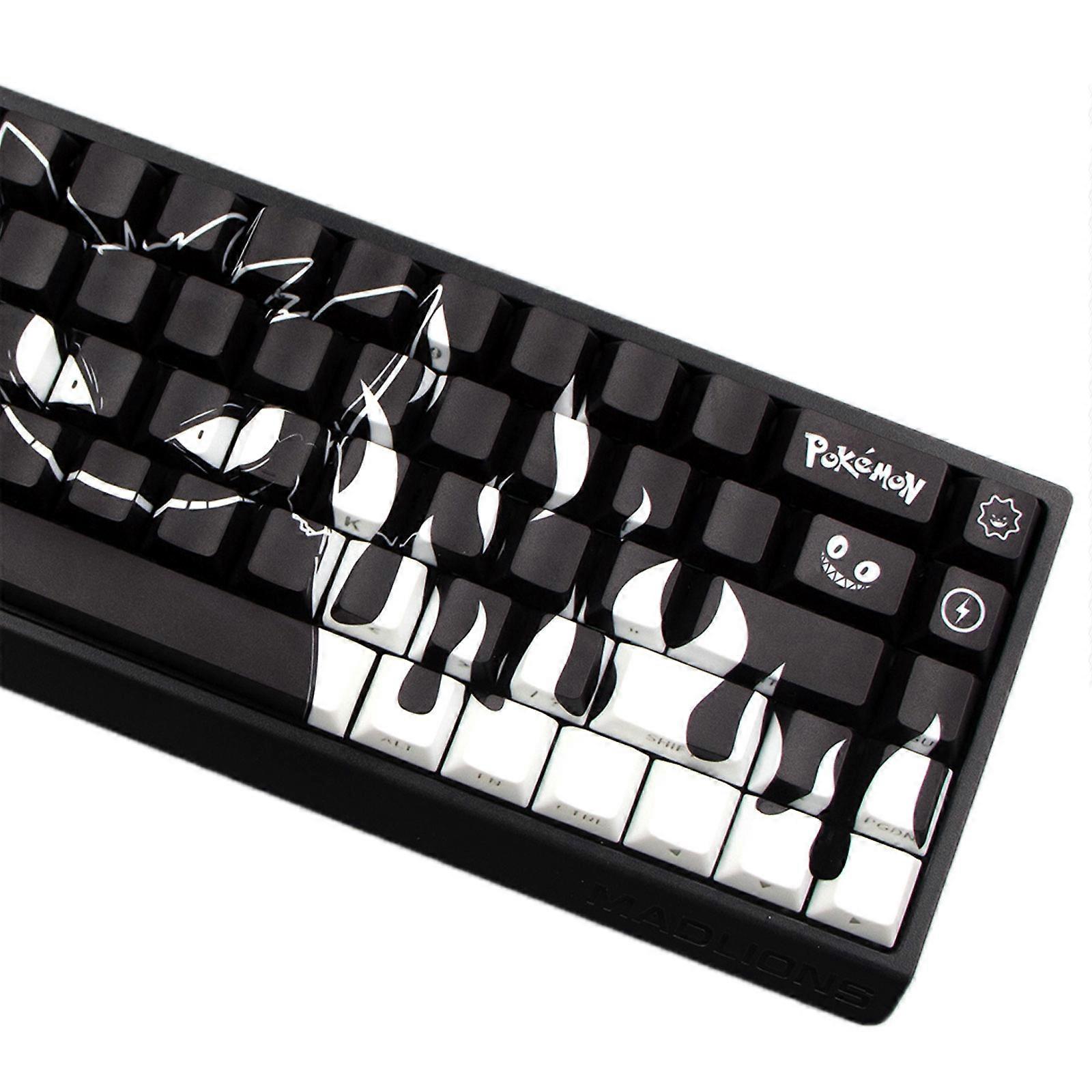 140/74Key Side Print Translucents Keycaps Pokemons Gengar Original Profile Sublimations Backlit Keycap for Mechanical Keyboards Multicolor