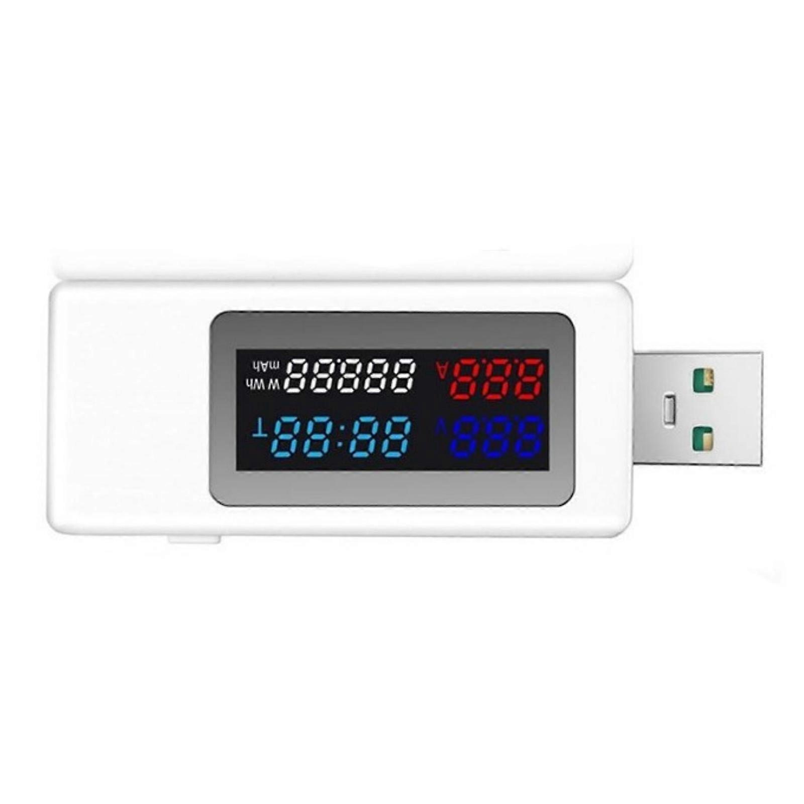 USB Power Meter USB Multimeter with Durability ABS Material and Data Recording Capabilities Voltage Current Detectors  White