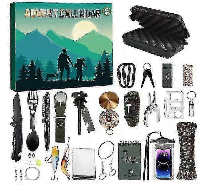 2025 Survival & Mechanics Advent Calendar for Men, Survival Tools Advent Calendar, Tool Advent Calendar 2025, for Adults Teenagers, Survival Equipment