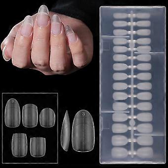 240PCS Matte Nail Stickers Short Oval Ladder Optional Design With Precise Size Markings False Nail Extensions Multicolor