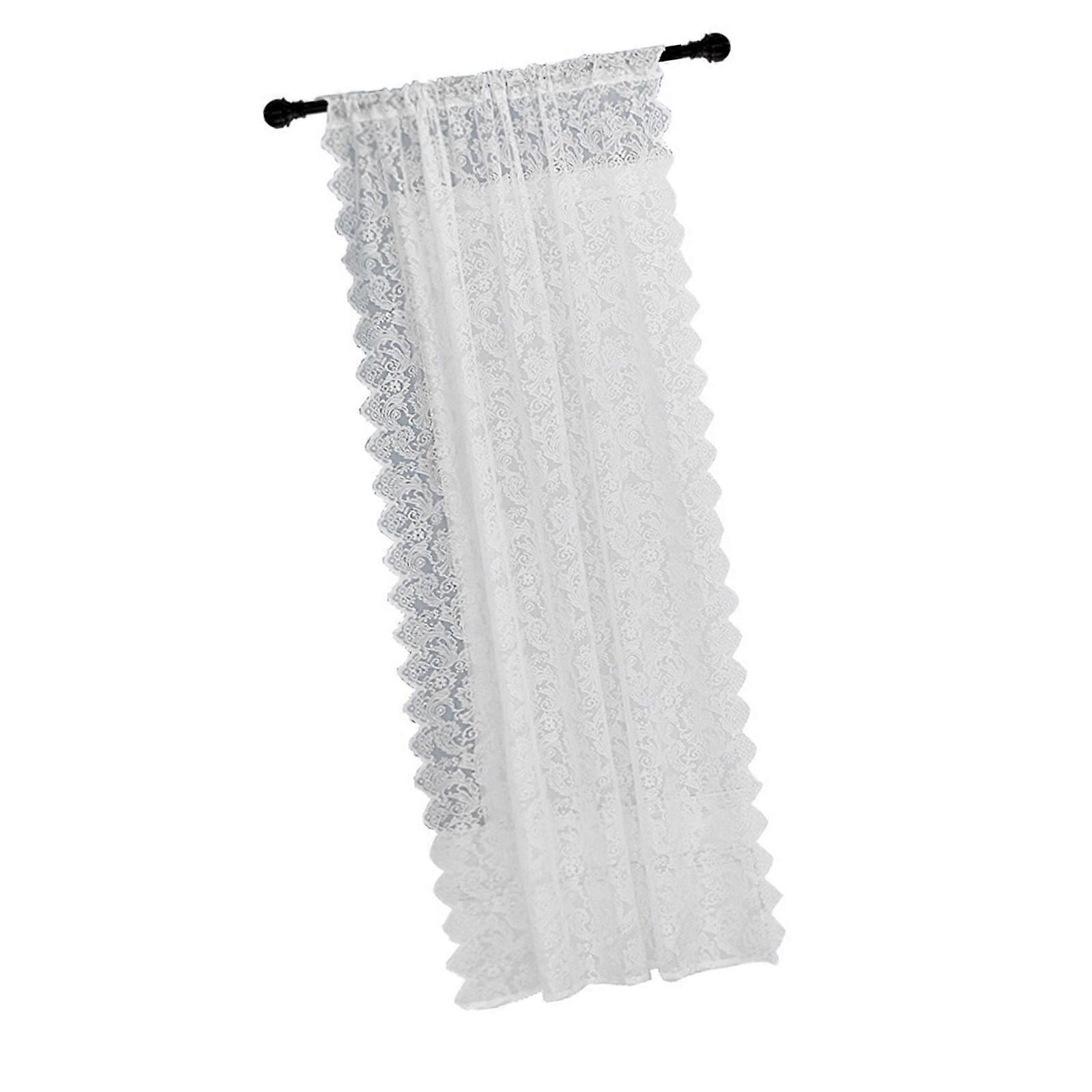 Window Curtain White Lace Sheer Window Drape, Soft Polyester Lace Curtain Easy Installation for Various Window Sizes  White 3