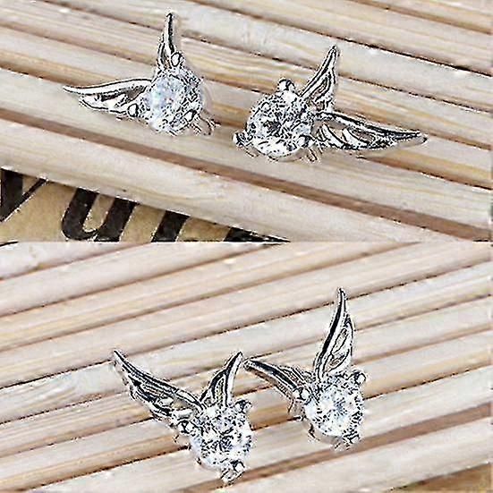 Earrings Exquisite Angle Wing Pattern Plated Rhinestone Women Ear Studs