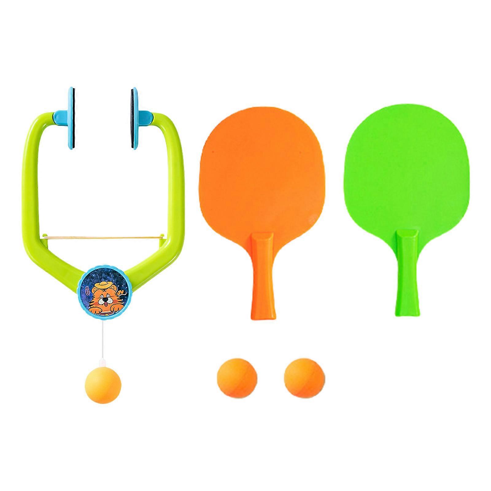 Adjustable Doorway Hanging Table Tennis Trainer Set for Kids and Family Indoor Pingpong Game Set with Paddles and Balls Multicolor
