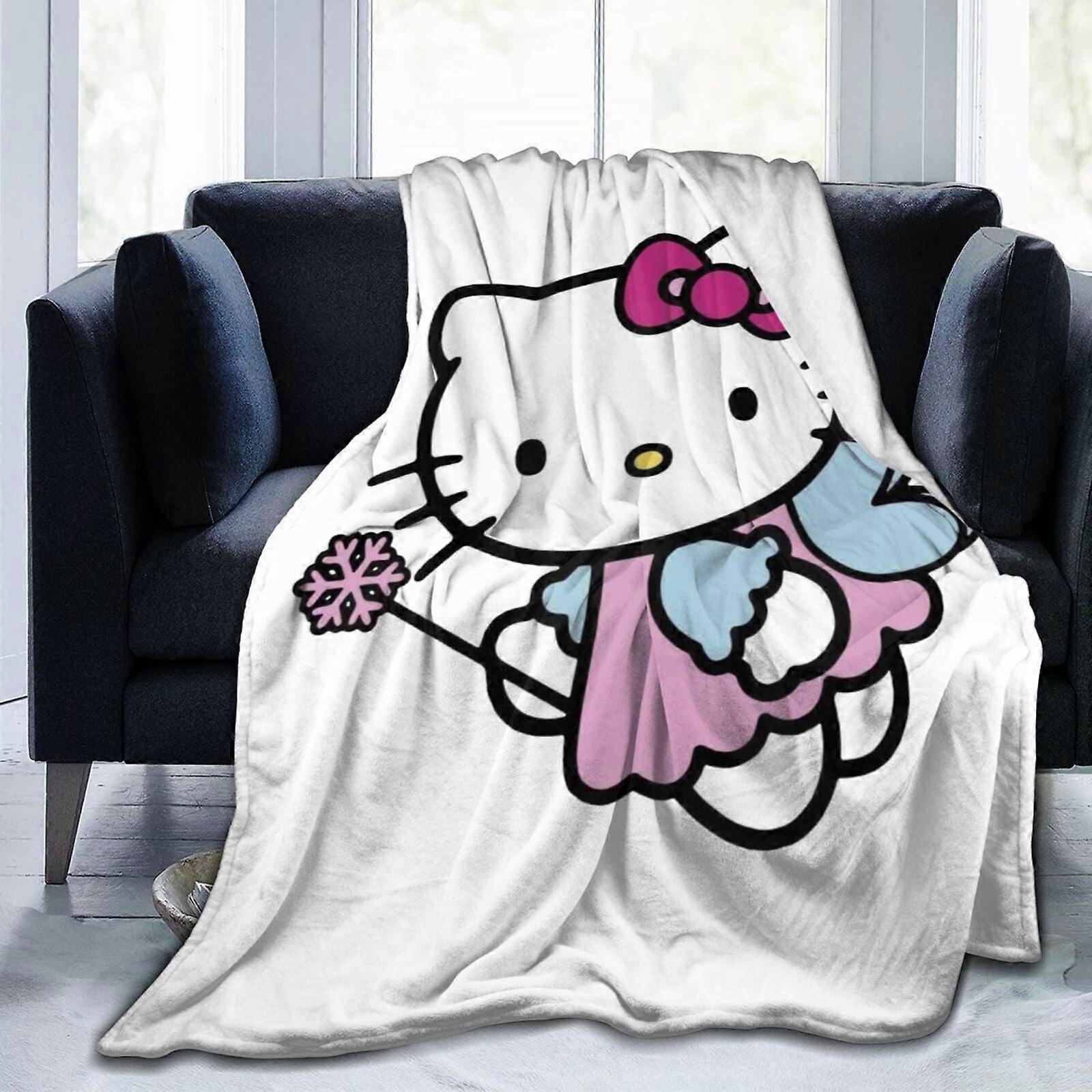 Hello Kitty Decke, ultraweiche Mikrofleece-Decke, Mikrofaser-Überwurfdecke für Couch, Sofa, Bett, 102 x 76 cm