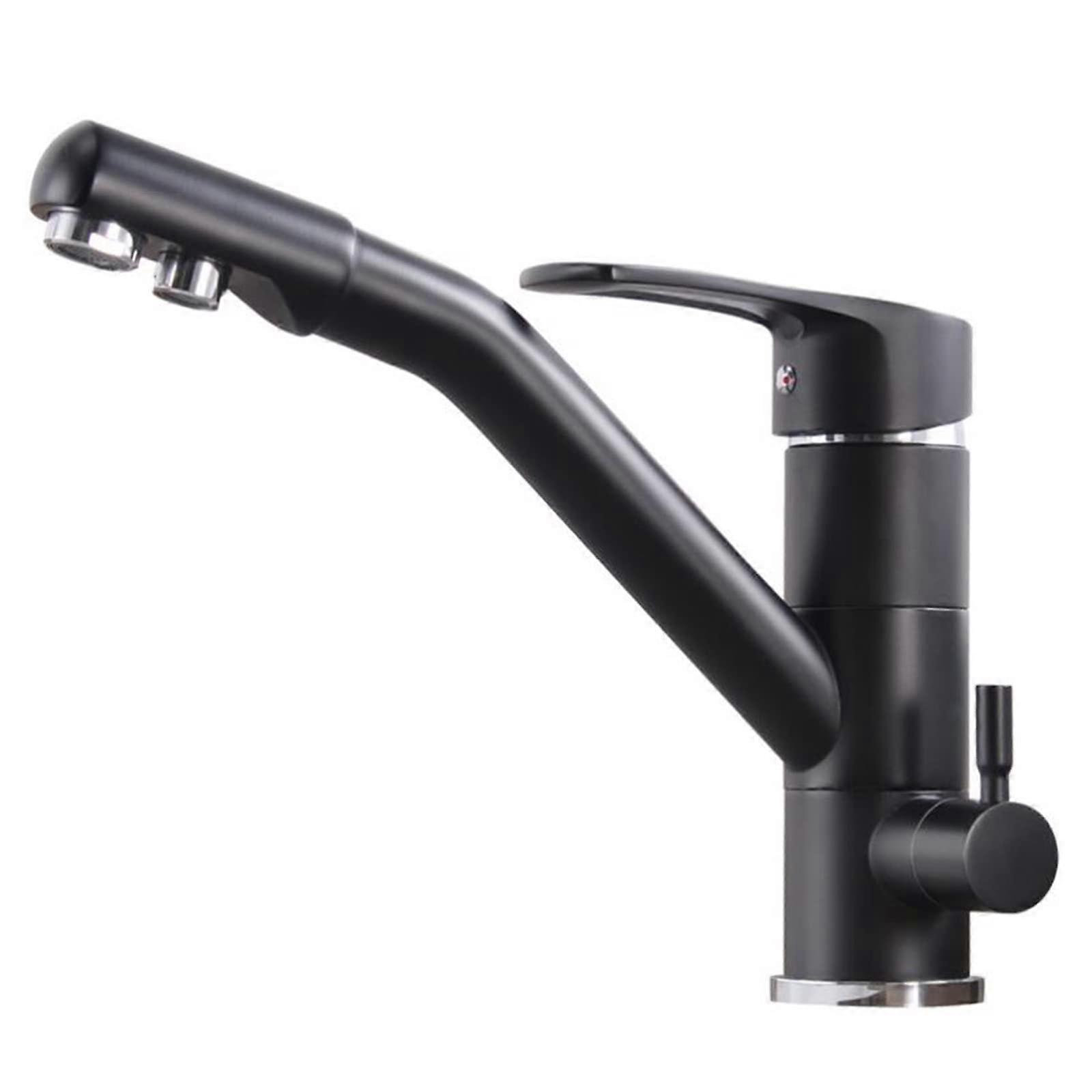 3 Way Kitchen Mixer Tap with Swivel Spout for Hot Cold and Filtered Drinking Water Chrome Brass