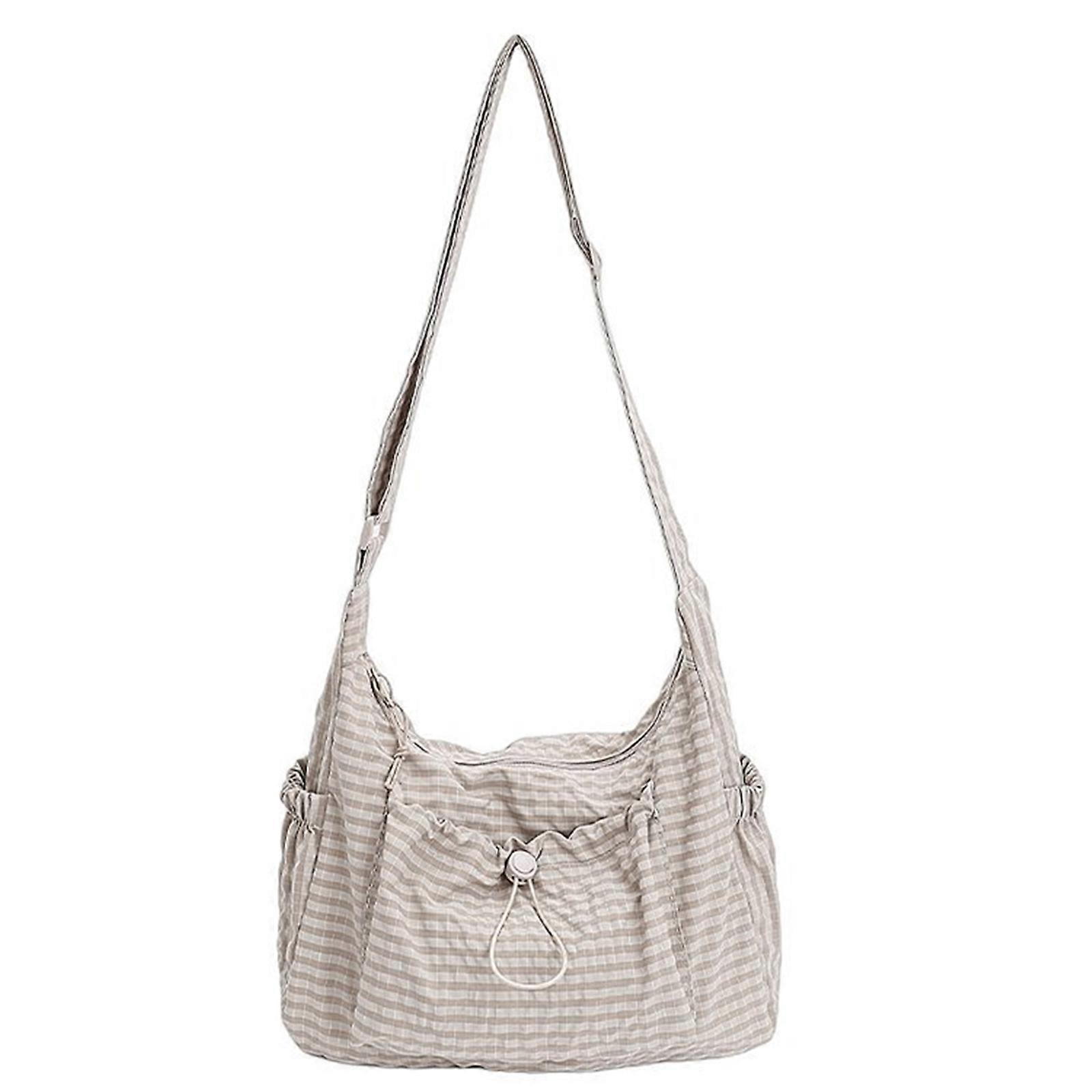 Stylish Wear Resistant Drawstring Bag With Ergonomic Strap Casual Korean Aesthetic Shoulder Underarm For Daily Use  White