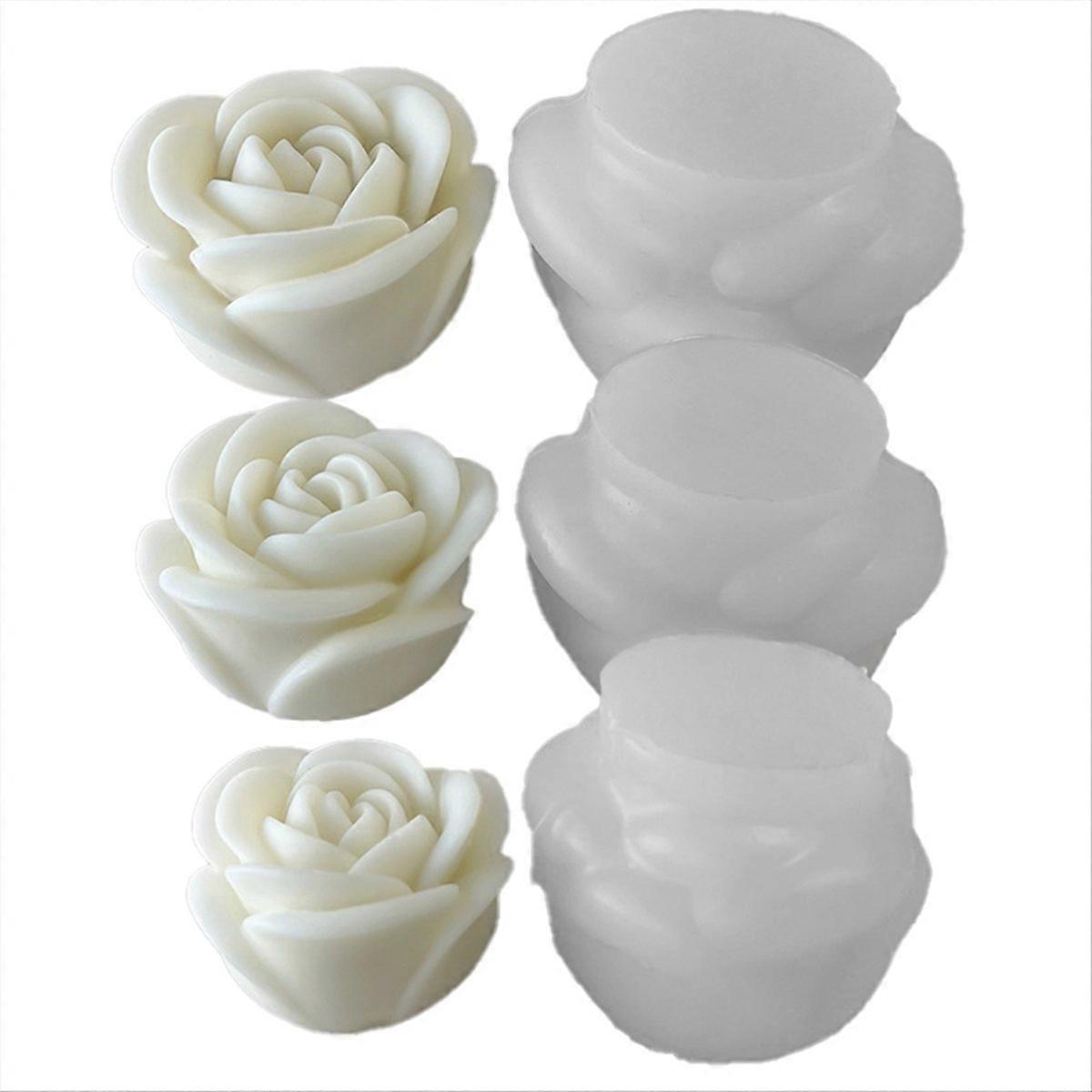 3 PCS Flower Aromatherapy Candle Silicone Mold Rose Making Tools
