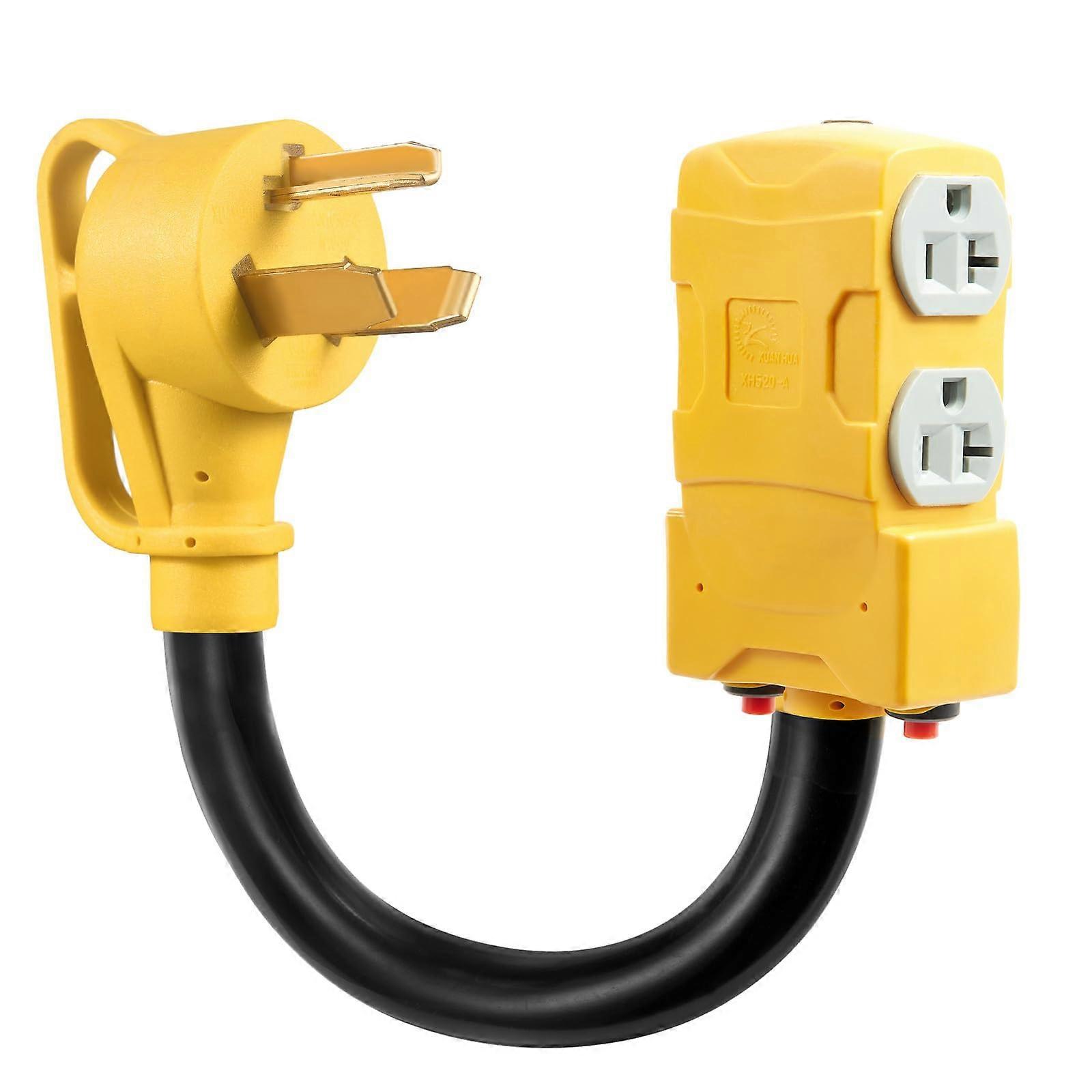 30 Amp to 20 Amp RV Power Adapter with Circuit Breaker, NEMA 1030P to 520R Cord 1.5ft