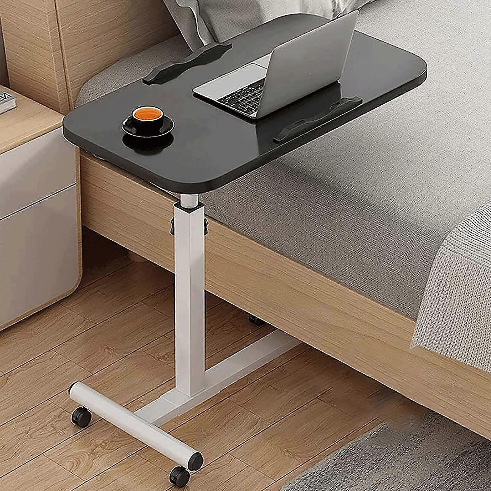 Adjustable Height Overbed Table with Wheels, Rolling Laptop Desk with Side Table for Home Office or Sofa Dining (Color C)