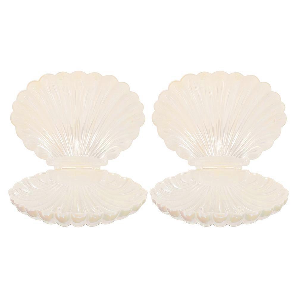 Shell Jewelry Box for Organizer 2Pcs Seashell Design Plastic Containers