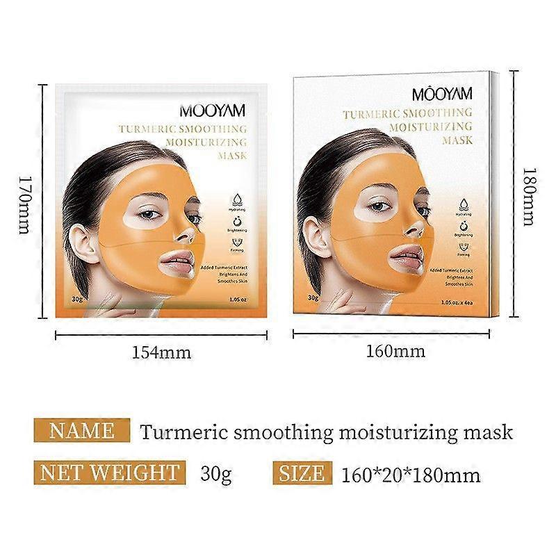 unbrand Lot de 4 masques visage au curcuma et au collagène - Masque en tissu lissant et hydratant -