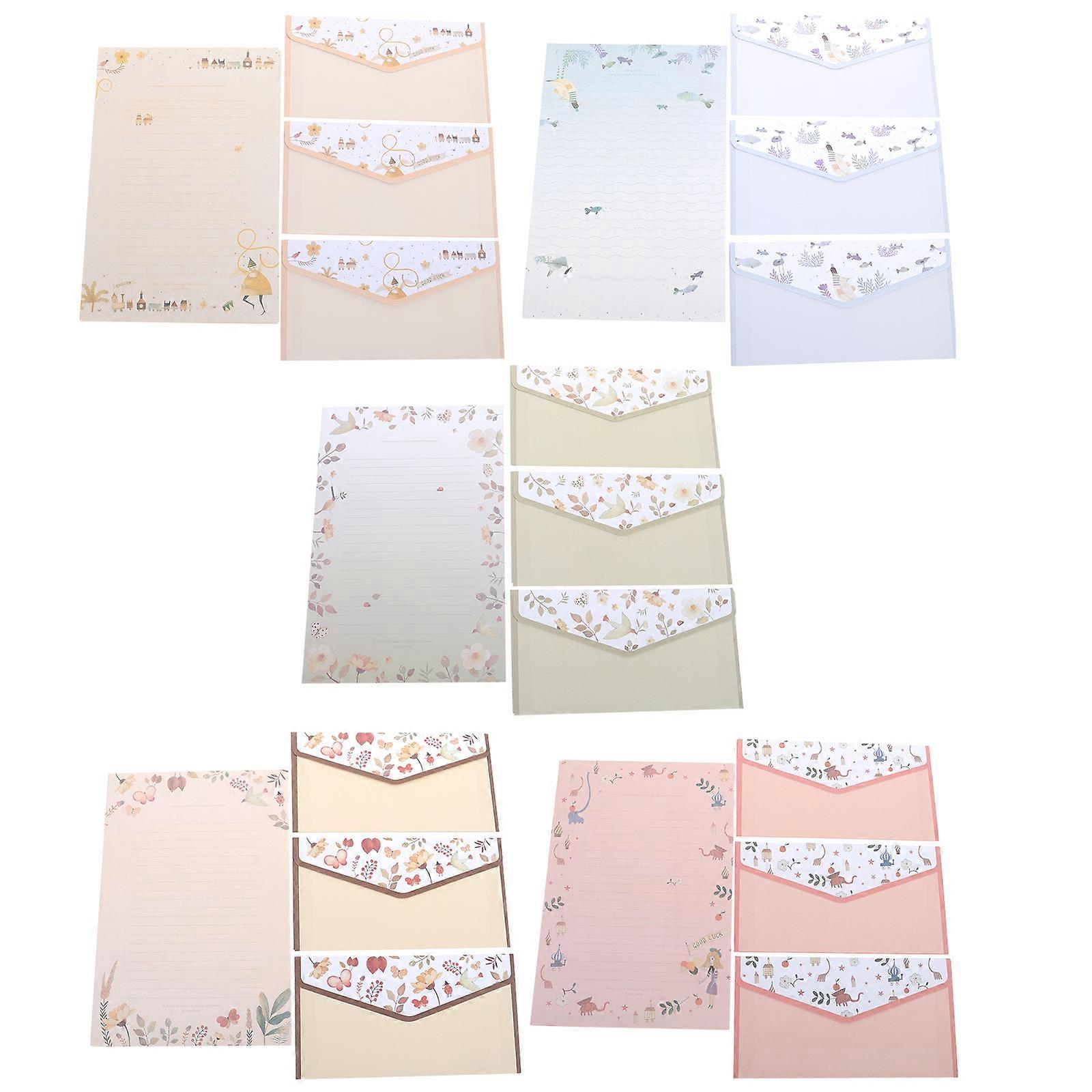 Aesthetic Writing Paper Stationery Set For Invitations Assorted Color Rectangular 5 Sets