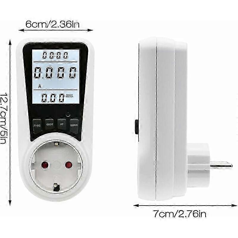 Electric Meter for Socket, Energy Cost Meter, Power Meter, Socket, Electric Meter with LCD Display, 3680 W max/16 A
