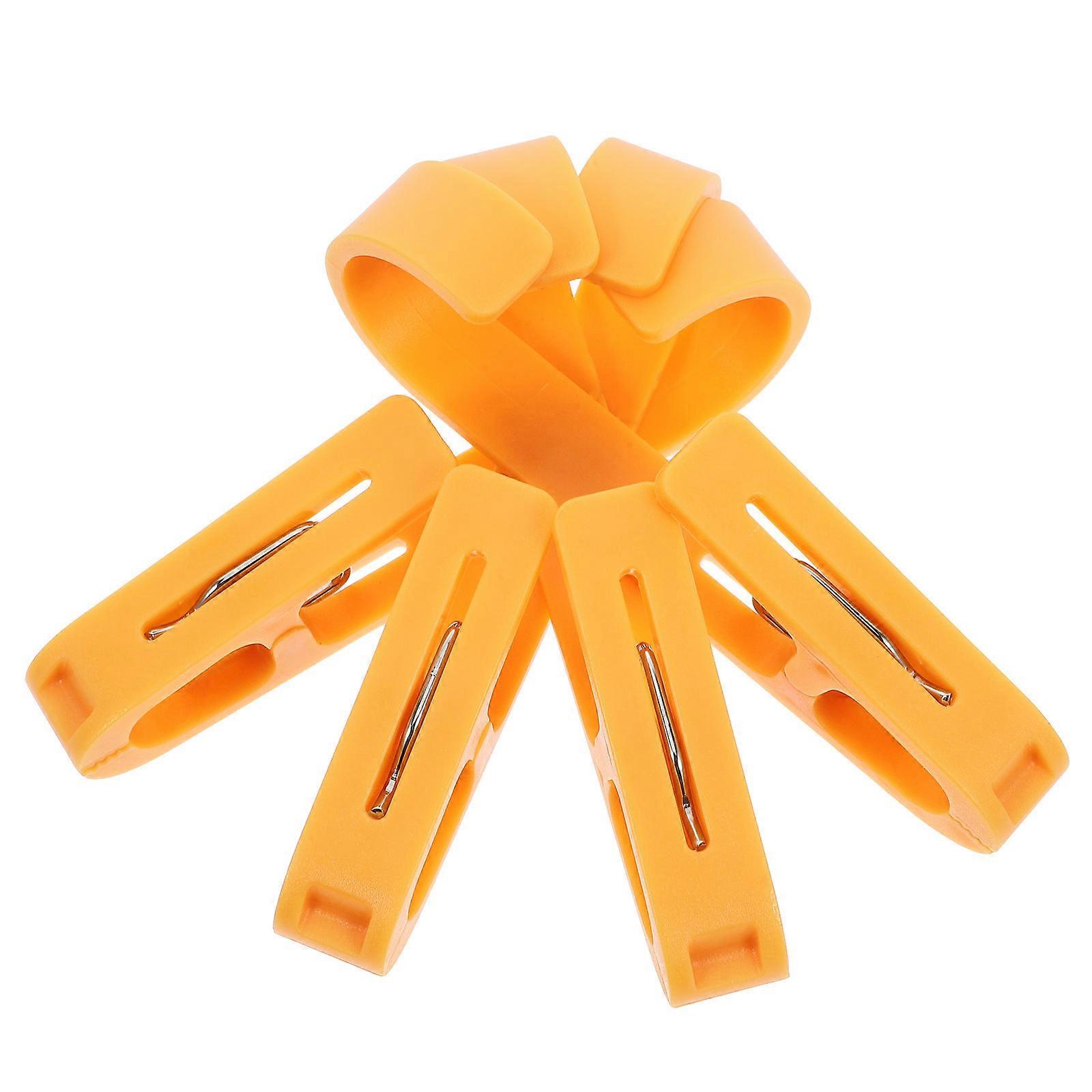 Laundry Sock Clip Plastic Hooks for Storage 4Pcs Orange ABS Material