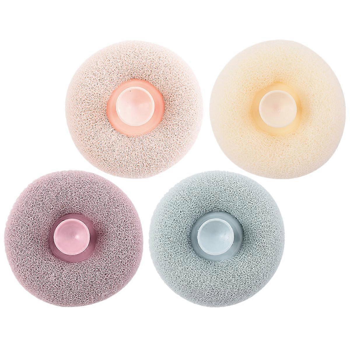 4pcs Exfoliating Bath Loofah Shower Pouf Set with Rich Foam and Gentle Skin Cleansing Mesh