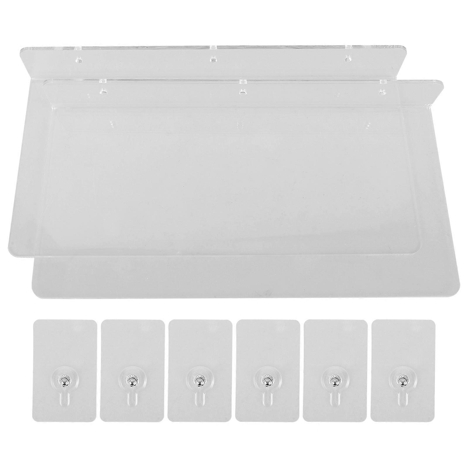 Acrylic Wall Planter Rack Floating Shelf for 2Pcs Flowerpot Display