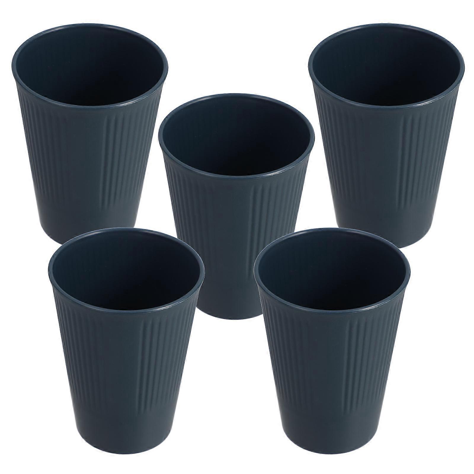 Reusable Plastic Drinking Cups Striped Cups for Party 5Pcs Dark Blue