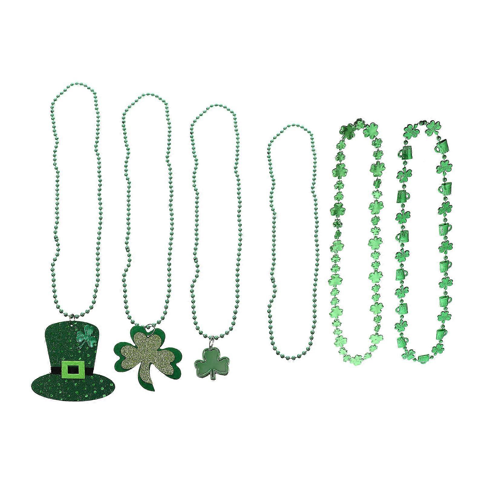 Green Plastic Bead Pendant St. Patrick's Day String for Hanging Decor 24Pcs