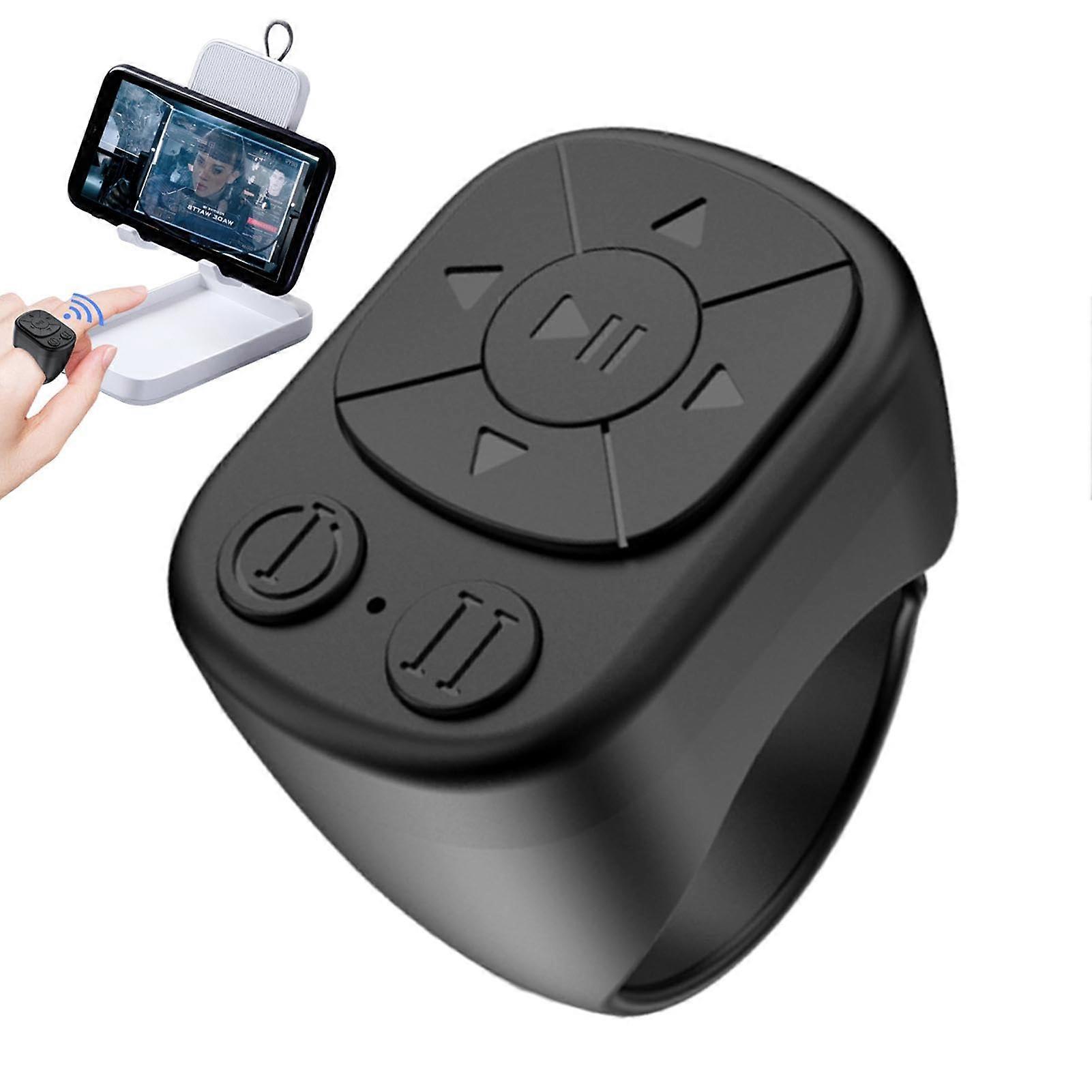 Bluetooth Remote Control Ring with Bluetooth 5.3, OneKey Selfie, Long Battery Life, Black