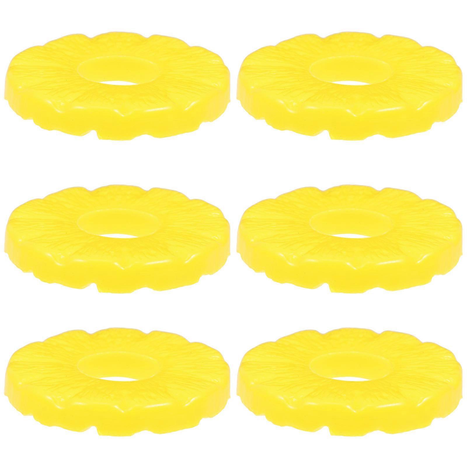 Plastic Artificial Pineapple Slices Fake Fruit Decoration for Decor 6Pcs
