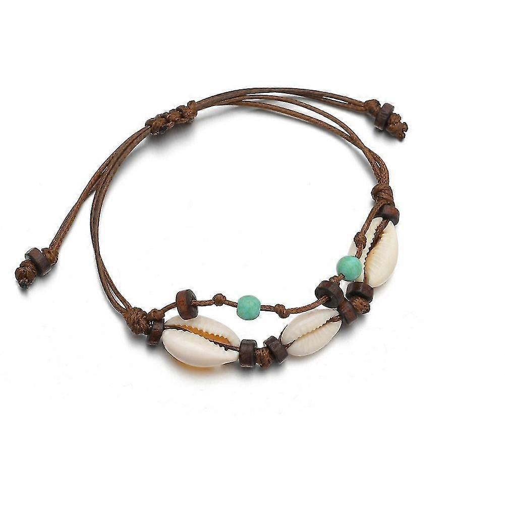 25-26 Anklet Bracelet Foot Jewelry Woven Anklet Simple Shell Anklet Bohemian Shell Anklet 2 Pcs Anklet Hawaiian Style Shell Anklet Shell Anklet