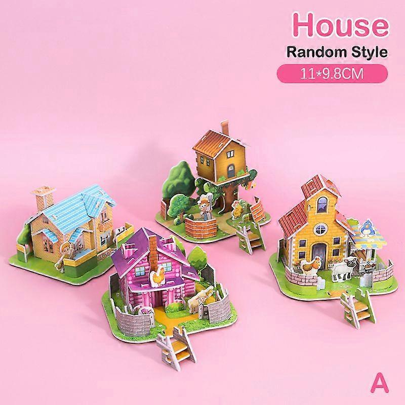1Set DIY 3D Three-Dimensional Puzzle Card Handmade House Model Children Assembling Educational Toy