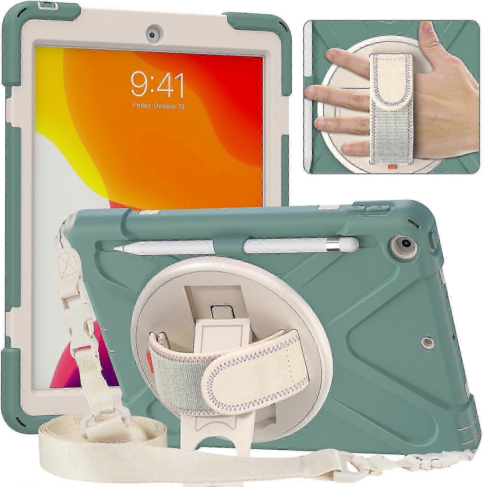 Case Cover For Ipad 10.2-inch Hand Strap Design Case, Shoulder Strap, Adjustable Stand, Pen Holder, Drop Case