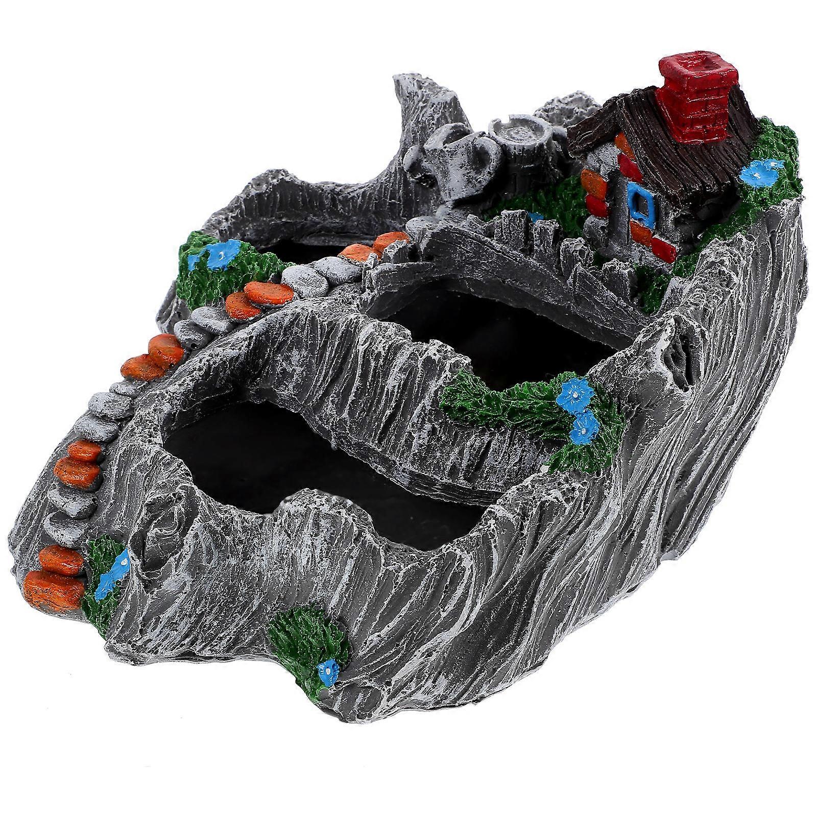 Resin Flowerpot Mini House Planter for Decor 1Pcs Grey