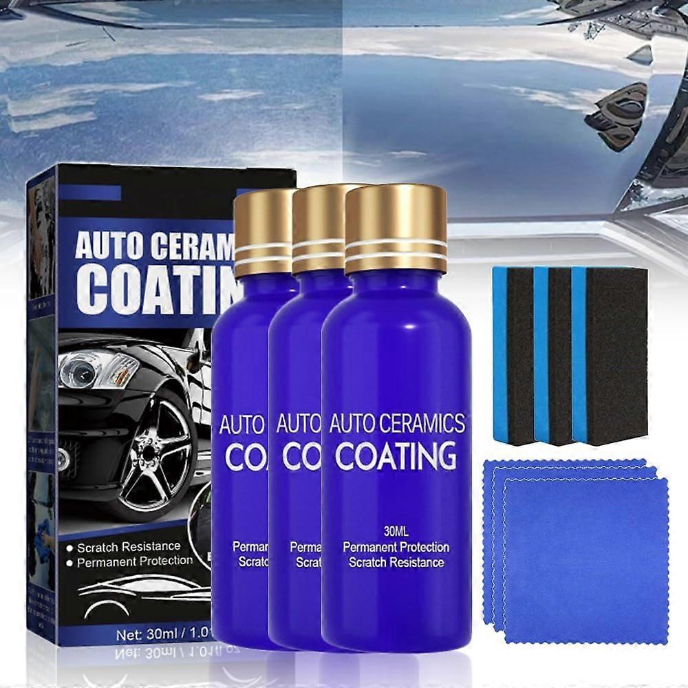 Car Ceramic Coating Kit 2025, ScratchResistant  Gloss Paint Protection, 3 Pcs DIY Set