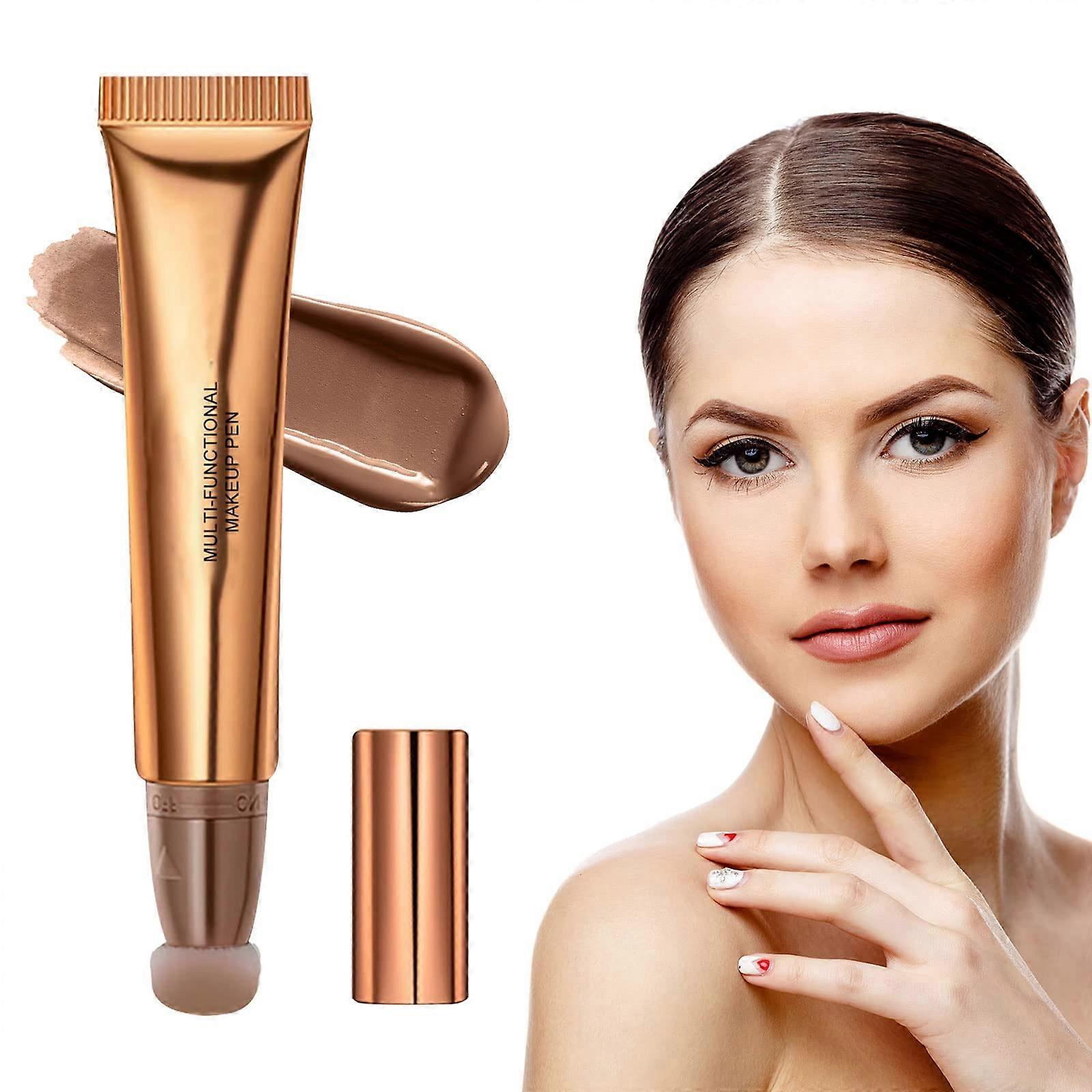 Contour Stick Bronzer with Cushion Applicator for Precise Face Sculpting, Buildable Cream Texture