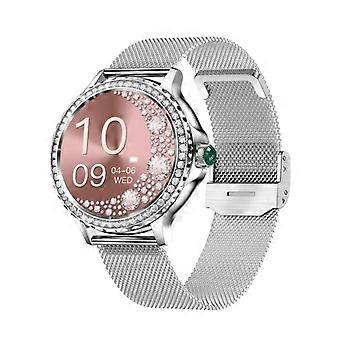 Dames smartwatch IP68 waterdicht met gezondheidsmonitoring, hartslag, zuurstofsaturatie en bloeddruk, kleurenscherm, zilverkleurig, YONIS